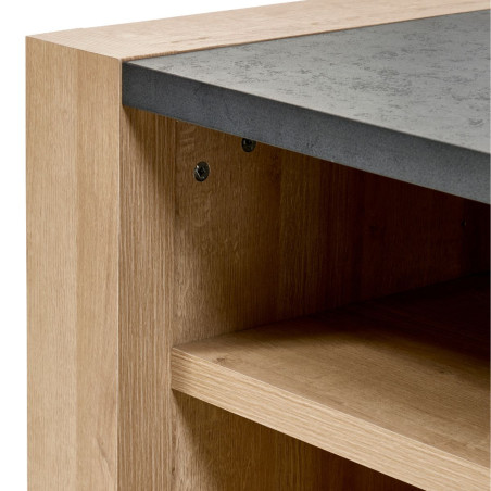 Meuble TV 1 porte coulissante chêne et gris ardoise - SELENE