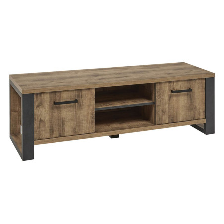 Meuble TV 2 portes chêne artisan et noir graphite - SAMILY