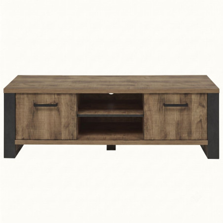 Meuble TV 2 portes chêne artisan et noir graphite - SAMILY
