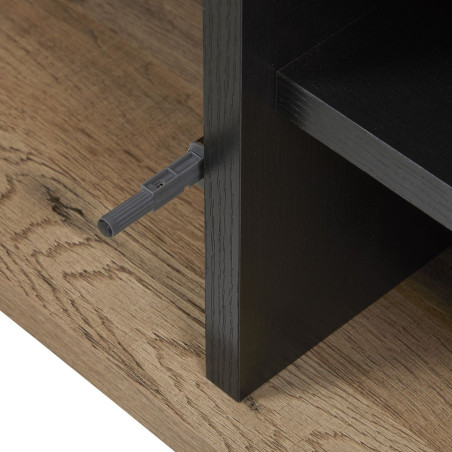 Meuble TV 2 portes 2 niches chêne miel et noir mat - CELINE