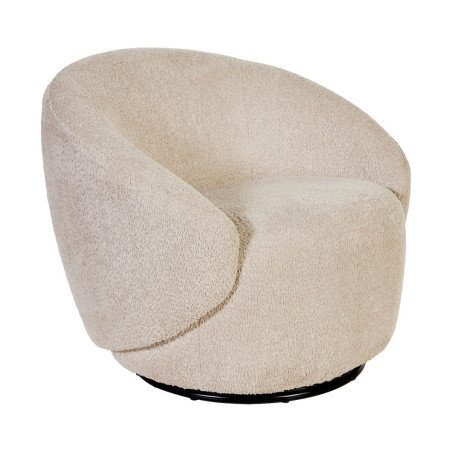 Fauteuil club pivotant en tissu sherpa crème - KATMANDOR