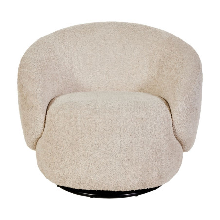 Fauteuil club pivotant en tissu sherpa crème - KATMANDOR