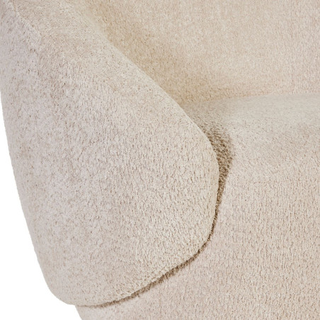 Fauteuil club pivotant en tissu sherpa crème - KATMANDOR