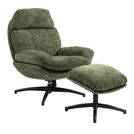 Fauteuil pivotant inclinable avec repose-pieds vert - LOMIA