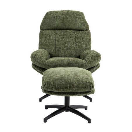 Fauteuil pivotant inclinable avec repose-pieds vert - LOMIA