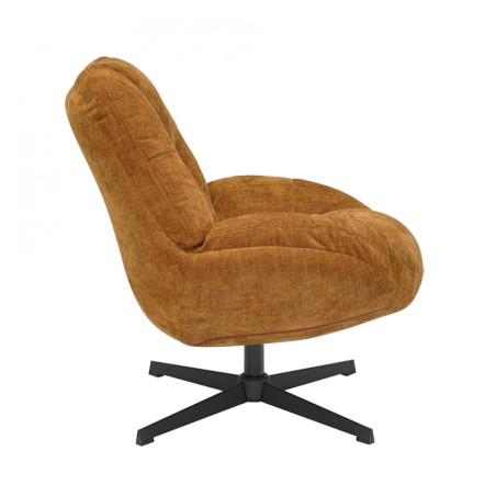 Fauteuil pivotant en tissu polyester jaune moutarde - NOMIA