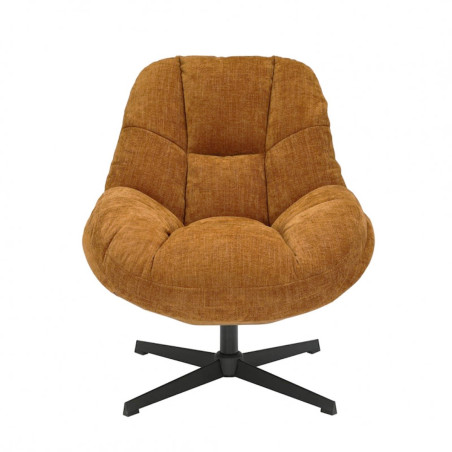 Fauteuil pivotant en tissu polyester jaune moutarde - NOMIA