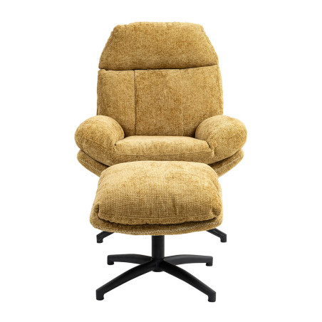 Fauteuil pivotant inclinable avec repose-pieds tissu jaune - LOMIA