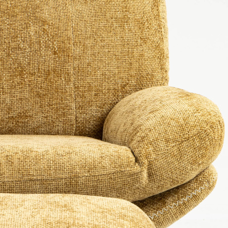 Fauteuil pivotant inclinable avec repose-pieds tissu jaune - LOMIA