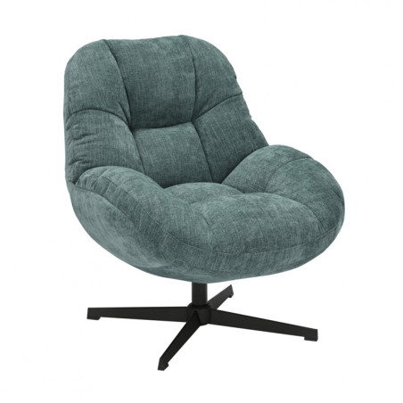 Fauteuil pivotant en tissu polyester vert bleuté - NOMIA