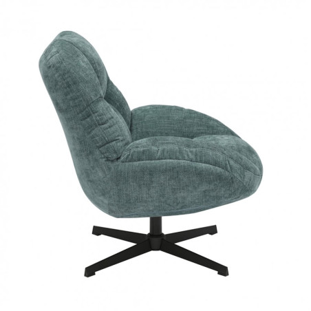 Fauteuil pivotant en tissu polyester vert bleuté - NOMIA