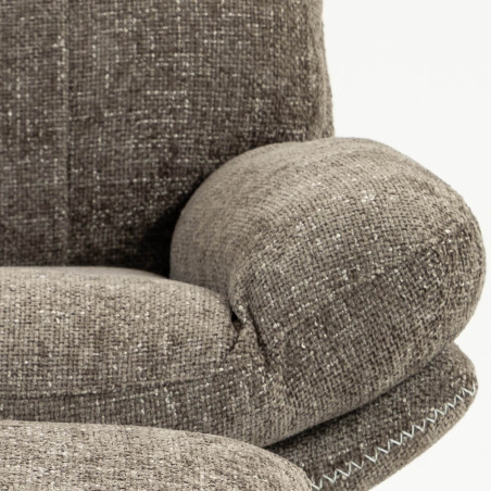 Fauteuil pivotant inclinaison réglable avec repose pieds tissu brun - LOMIA