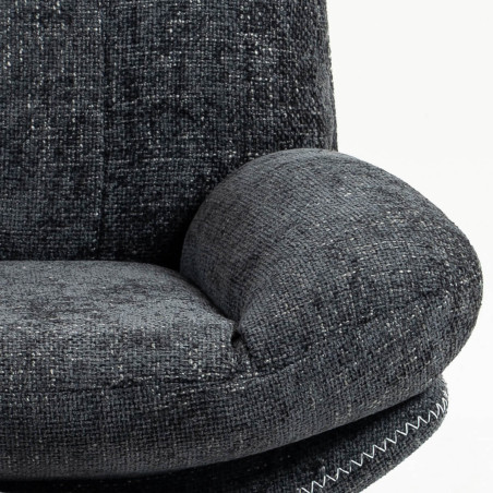 Fauteuil pivotant inclinable avec repose-pieds tissu gris - LOMIA