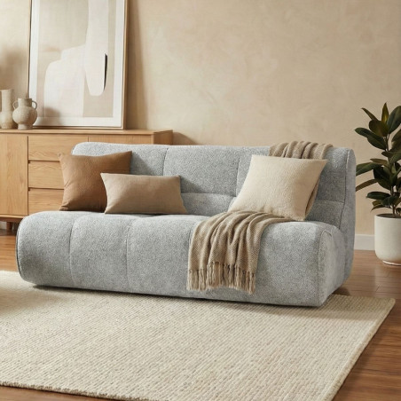 Canapé 2 places mousse polyuréthane tissu polyester gris - BLOWOR