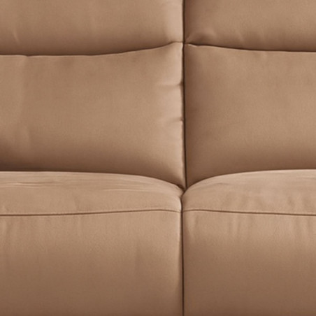 Canapé 2 places fixe en tissu polyester marron glacé - RHODAYOR