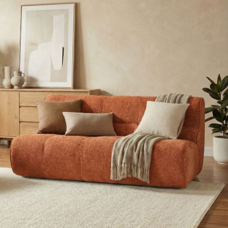 Canapé 2 places mousse polyuréthane tissu velours orange - BLOWOR