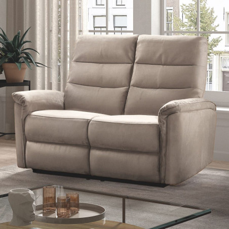 Canapé 2 places fixe en tissu polyester gris - RHODAYOR