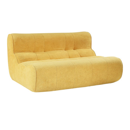 Canapé 2 places en mousse polyuréthane et tissu velours jaune - BLOWOR