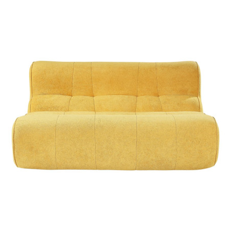 Canapé 2 places en mousse polyuréthane et tissu velours jaune - BLOWOR