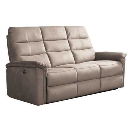 Canapé 3 places relax électrique en tissu polyester gris - RHODAYOR