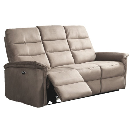 Canapé 3 places relax électrique en tissu polyester gris - RHODAYOR