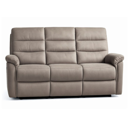 Canapé 3 places relax électrique en tissu polyester gris - RHODAYOR