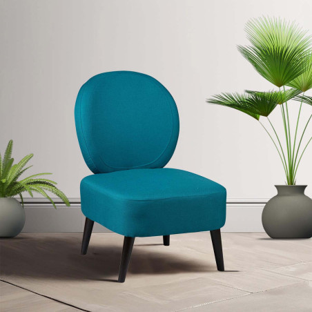 Fauteuil crapaud tissu bleu canard - SIMAKAN
