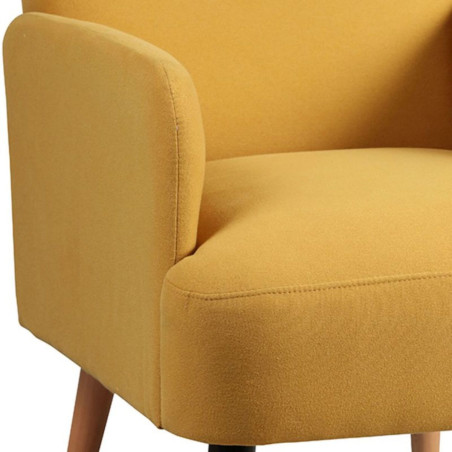Fauteuil rembourré tissu jaune - TARON
