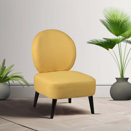 Fauteuil crapaud tissu jaune moutarde - SIMAKAN