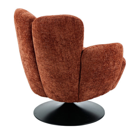 Fauteuil lounge pivotant tissu terracotta métal noir - GOTHAMOR