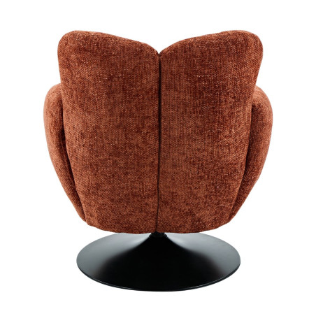 Fauteuil lounge pivotant tissu terracotta métal noir - GOTHAMOR