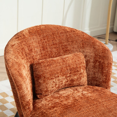 Fauteuil lounge en tissu chenillé terracotta métal noir - GASBYOR