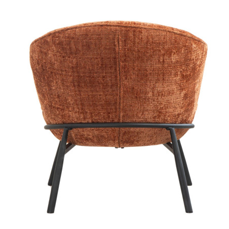 Fauteuil lounge en tissu chenillé terracotta métal noir - GASBYOR