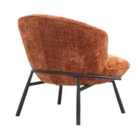 Fauteuil lounge en tissu chenillé terracotta métal noir - GASBYOR