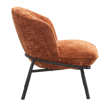 Fauteuil lounge en tissu chenillé terracotta métal noir - GASBYOR