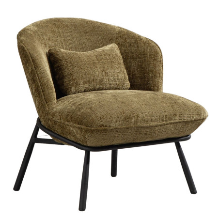 Fauteuil lounge en tissu chenillé vert métal noir - GASBYOR