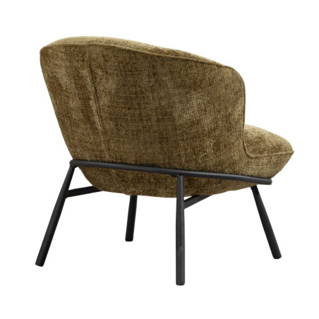Fauteuil lounge en tissu chenillé vert métal noir - GASBYOR