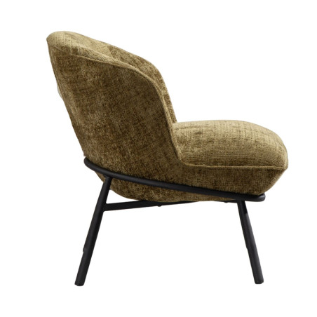 Fauteuil lounge en tissu chenillé vert métal noir - GASBYOR