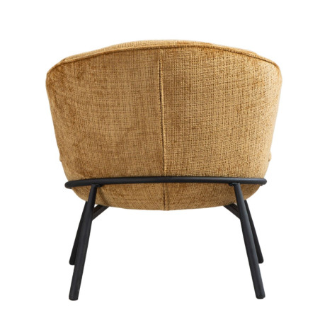 Fauteuil lounge tissu chenillé jaune moutarde métal noir - GASBYOR