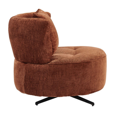 Fauteuil lounge pivotant tissu terracotta et coussin - MIRAGOR