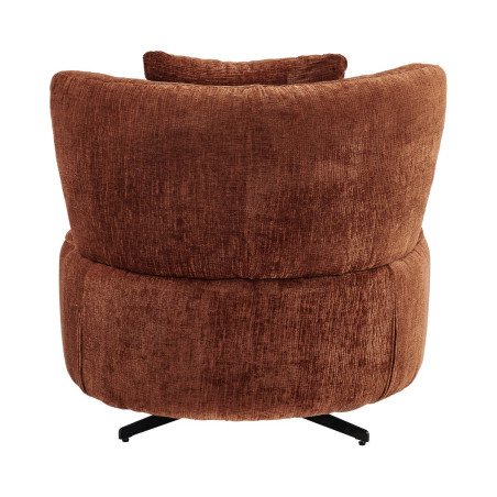 Fauteuil lounge pivotant tissu terracotta et coussin - MIRAGOR