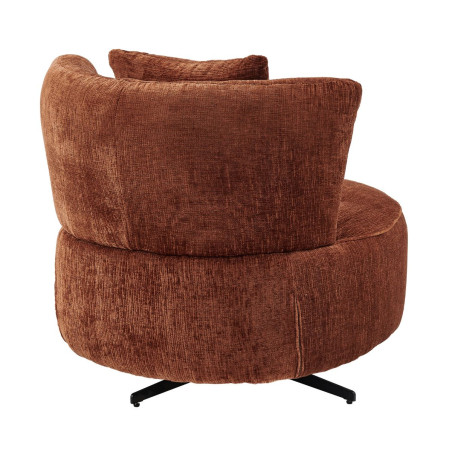 Fauteuil lounge pivotant tissu terracotta et coussin - MIRAGOR
