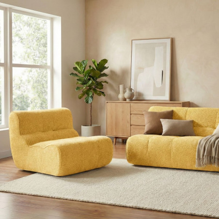 Fauteuil en mousse polyuréthane et tissu polyester jaune - BLOWOR