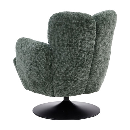 Fauteuil lounge pivotant tissu vert métal noir - GOTHAMOR