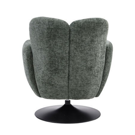 Fauteuil lounge pivotant tissu vert métal noir - GOTHAMOR