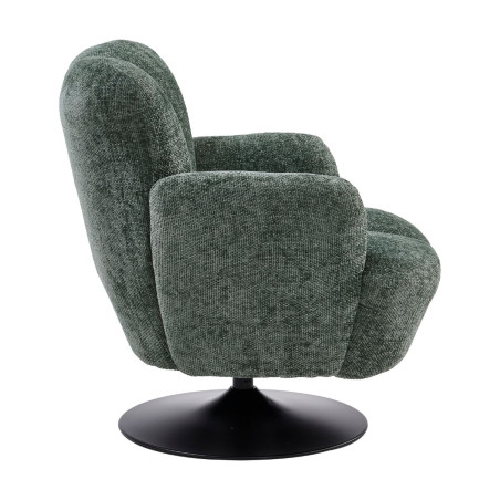 Fauteuil lounge pivotant tissu vert métal noir - GOTHAMOR