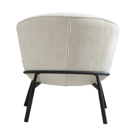 Fauteuil lounge en tissu chenillé blanc métal noir - GASBYOR