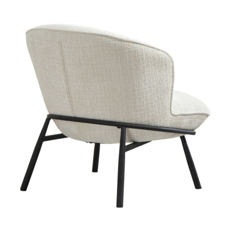 Fauteuil lounge en tissu chenillé blanc métal noir - GASBYOR
