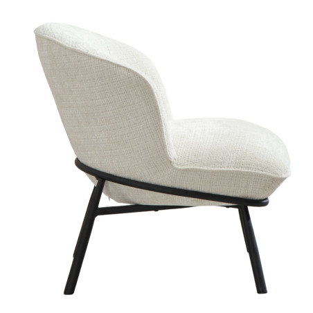 Fauteuil lounge en tissu chenillé blanc métal noir - GASBYOR