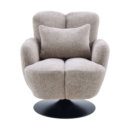 Fauteuil lounge pivotant tissu beige métal noir - GOTHAMOR